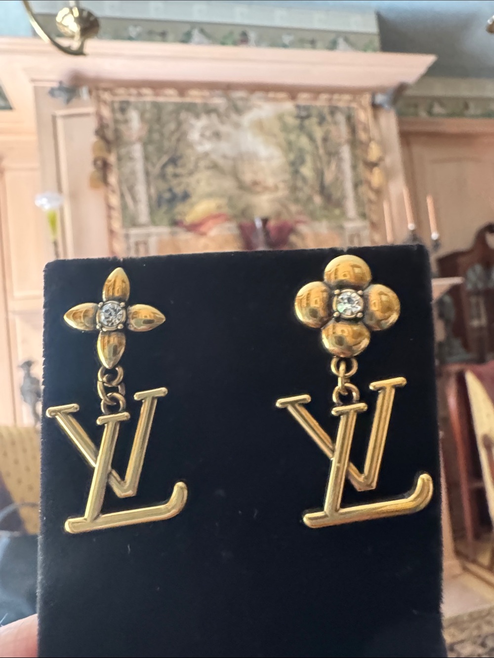 Earrings antique Gold tone  Logo Drop Earrings